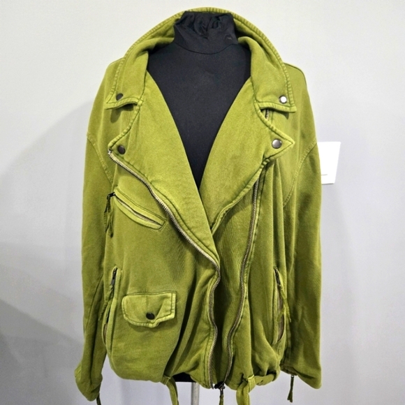 🐢 Free People- We The Free Rebel Rebel Knit Moto Jacket Top Oversized XL - Picture 3 of 17